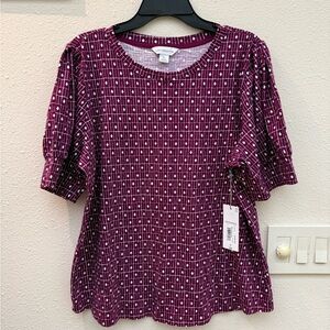 Liz Claiborne Women's Burgundy Geometric Top NWT